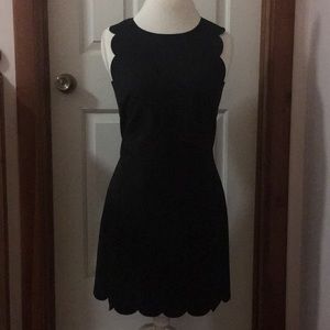 J Crew scalloped shift black dress